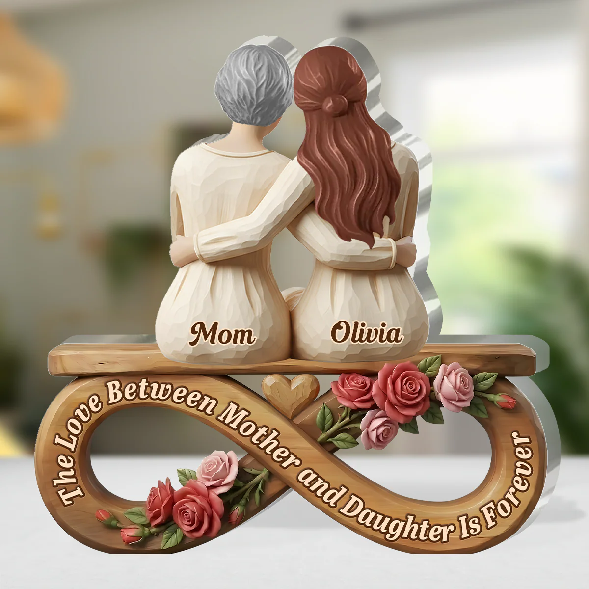The Love Between Mother And Daughter Is Forever - Personalized Custom Shaped Acrylic Plaque - Image 4