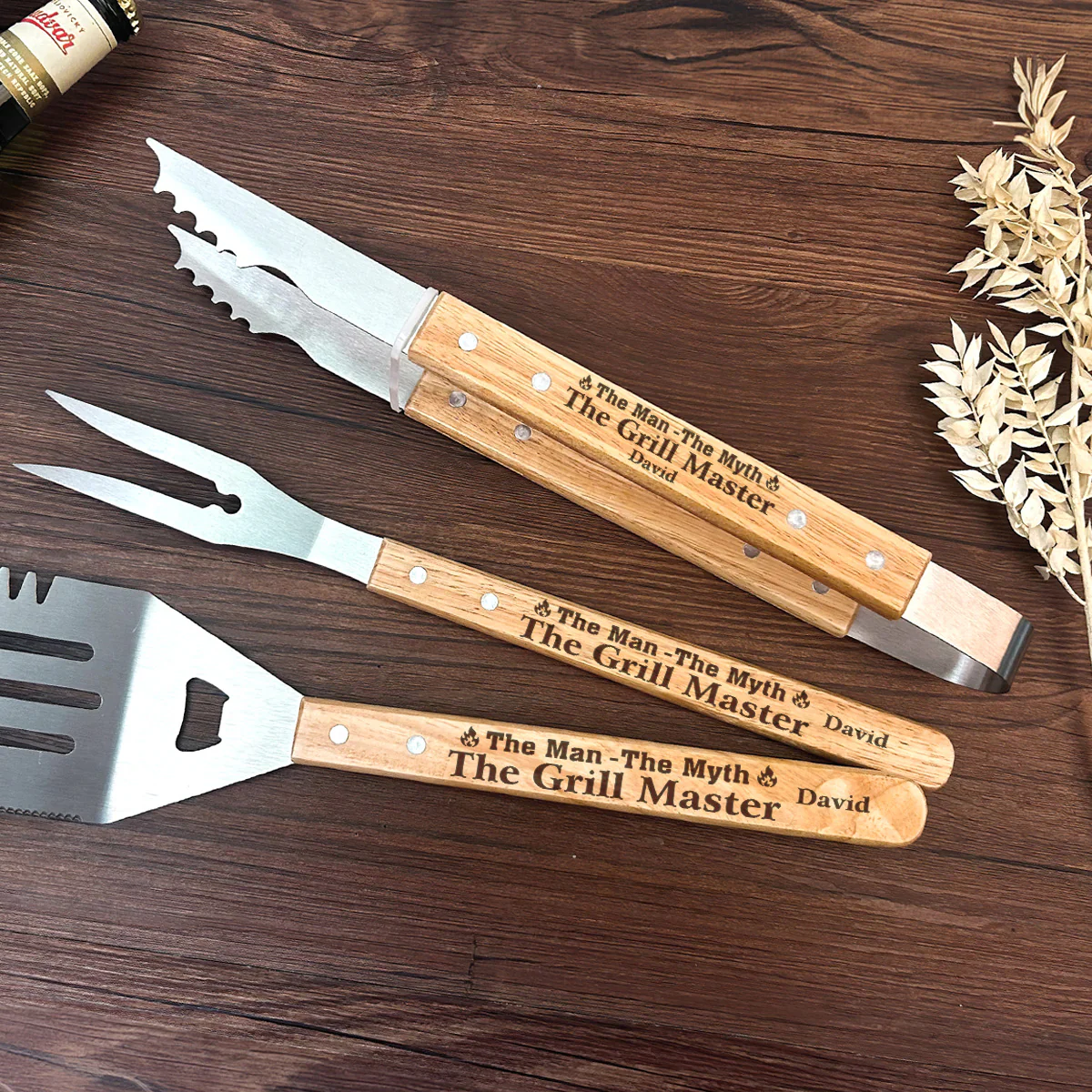 The Man The Myth The Grill Master - Personalized BBQ Spatula Or Tool set - Image 5