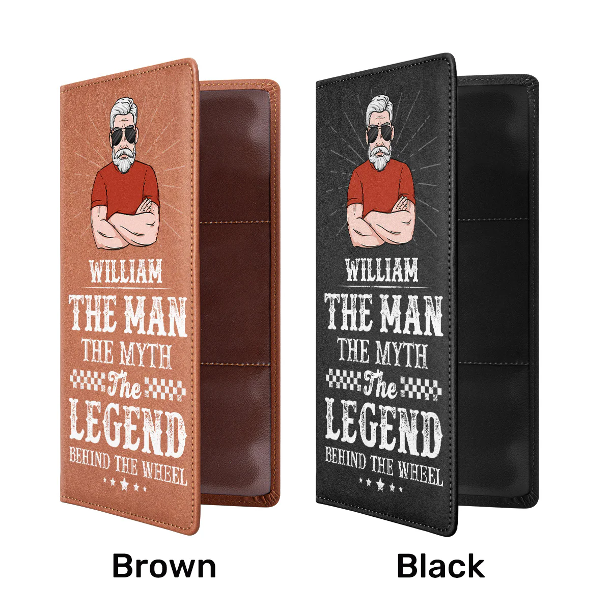 The Man, The Myth, The Wheel Legend - Personalized Car Registration And Insurance Holder - Image 2