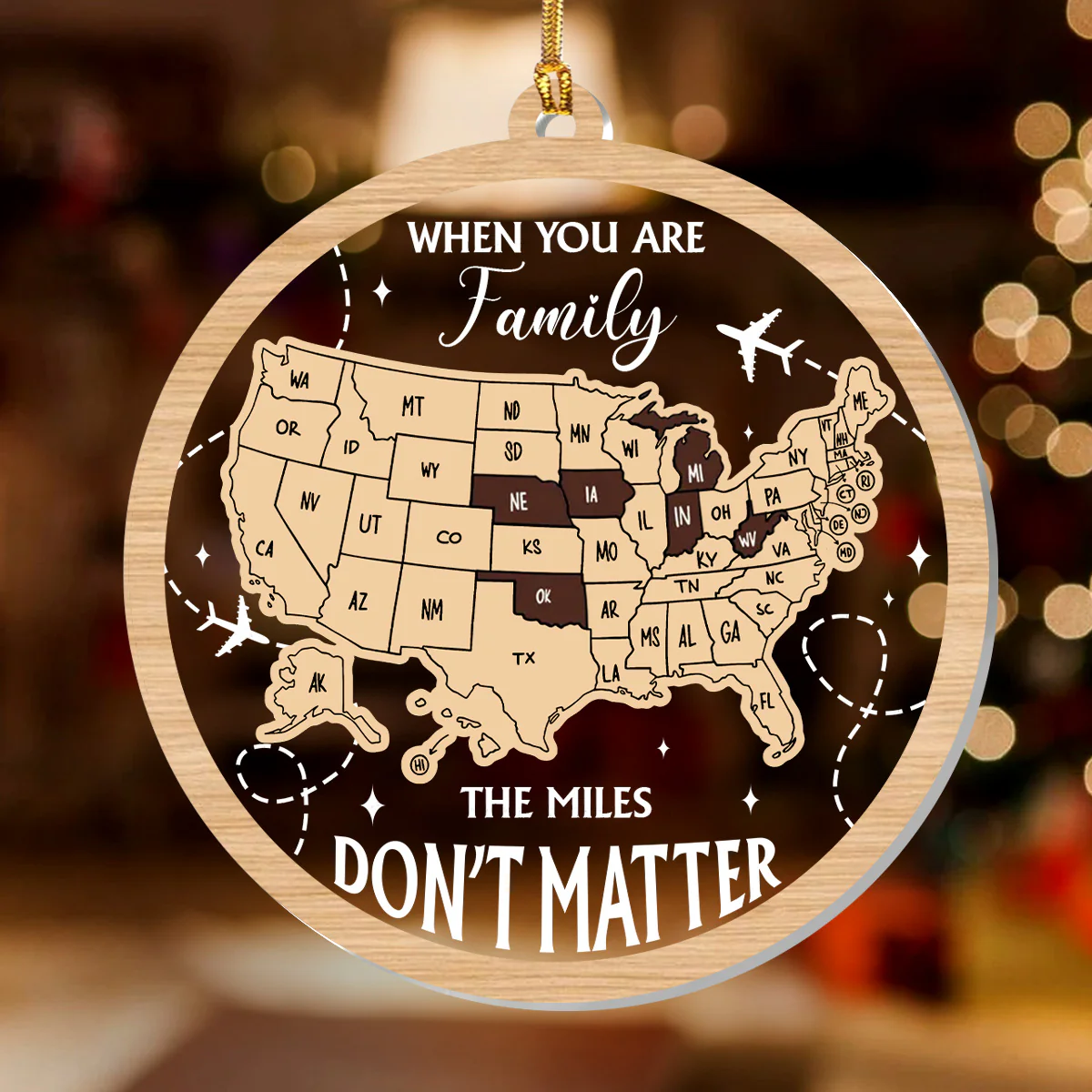 The Miles Do Not Matter US States - Personalized 1-Layer Acrylic Ornament - Image 2