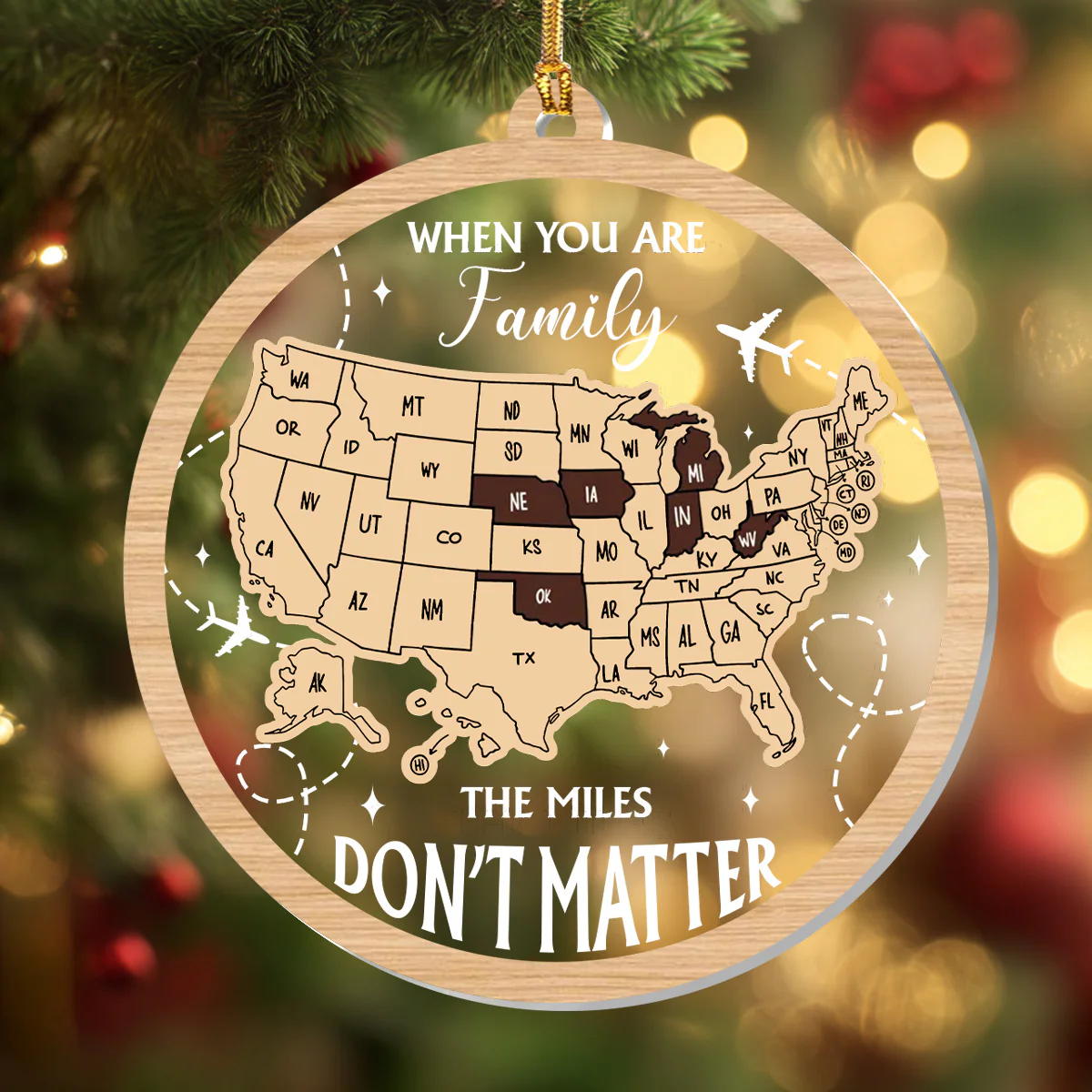 The Miles Do Not Matter US States - Personalized 1-Layer Acrylic Ornament - Image 4