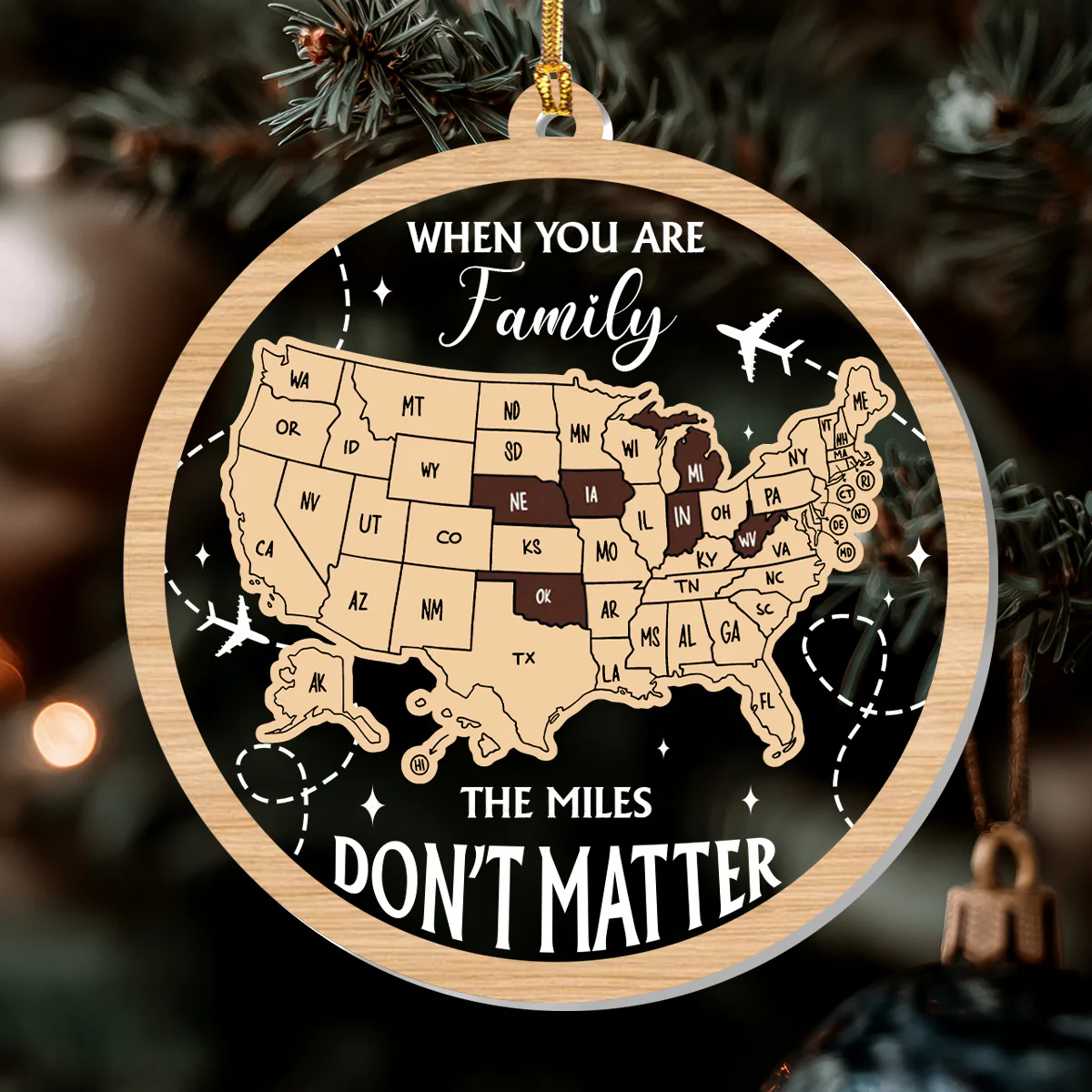 The Miles Do Not Matter US States - Personalized 1-Layer Acrylic Ornament - Image 6