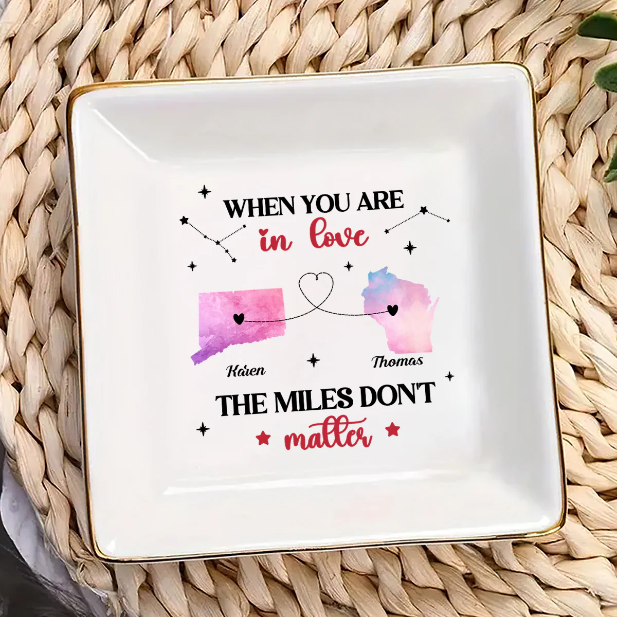 The Miles Don't Matter - Personalized Jewelry Dish - Image 3