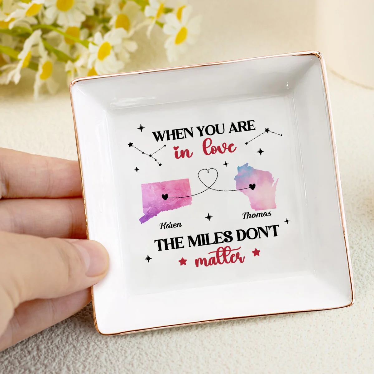 The Miles Don't Matter - Personalized Jewelry Dish - Image 4