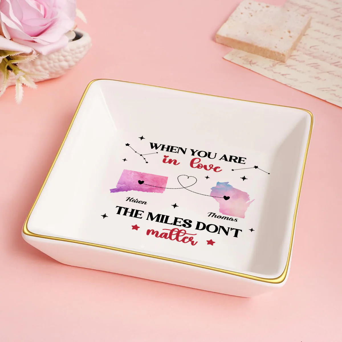The Miles Don't Matter - Personalized Jewelry Dish - Image 5