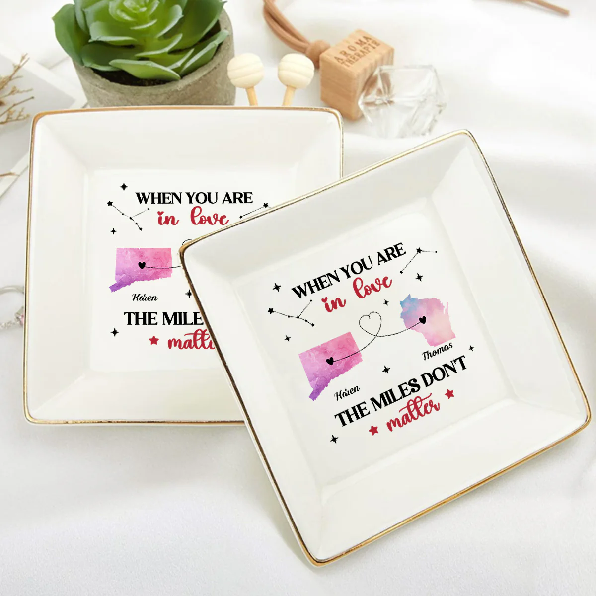 The Miles Don't Matter - Personalized Jewelry Dish - Image 6