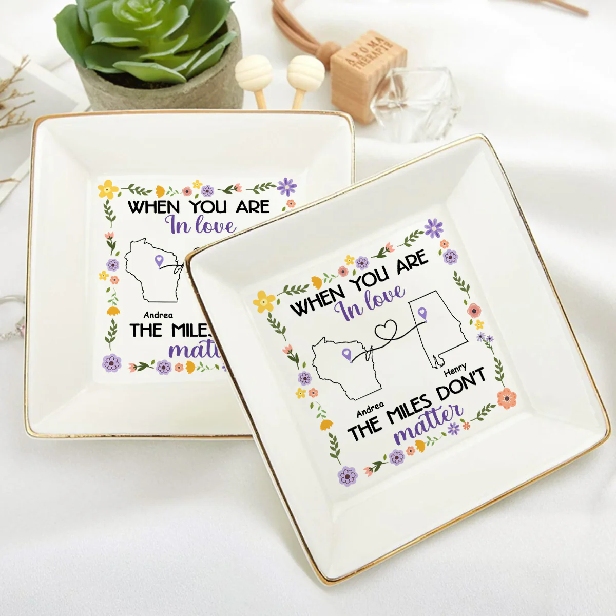 The Miles Don't Matter - Personalized Jewelry Dish - Image 6