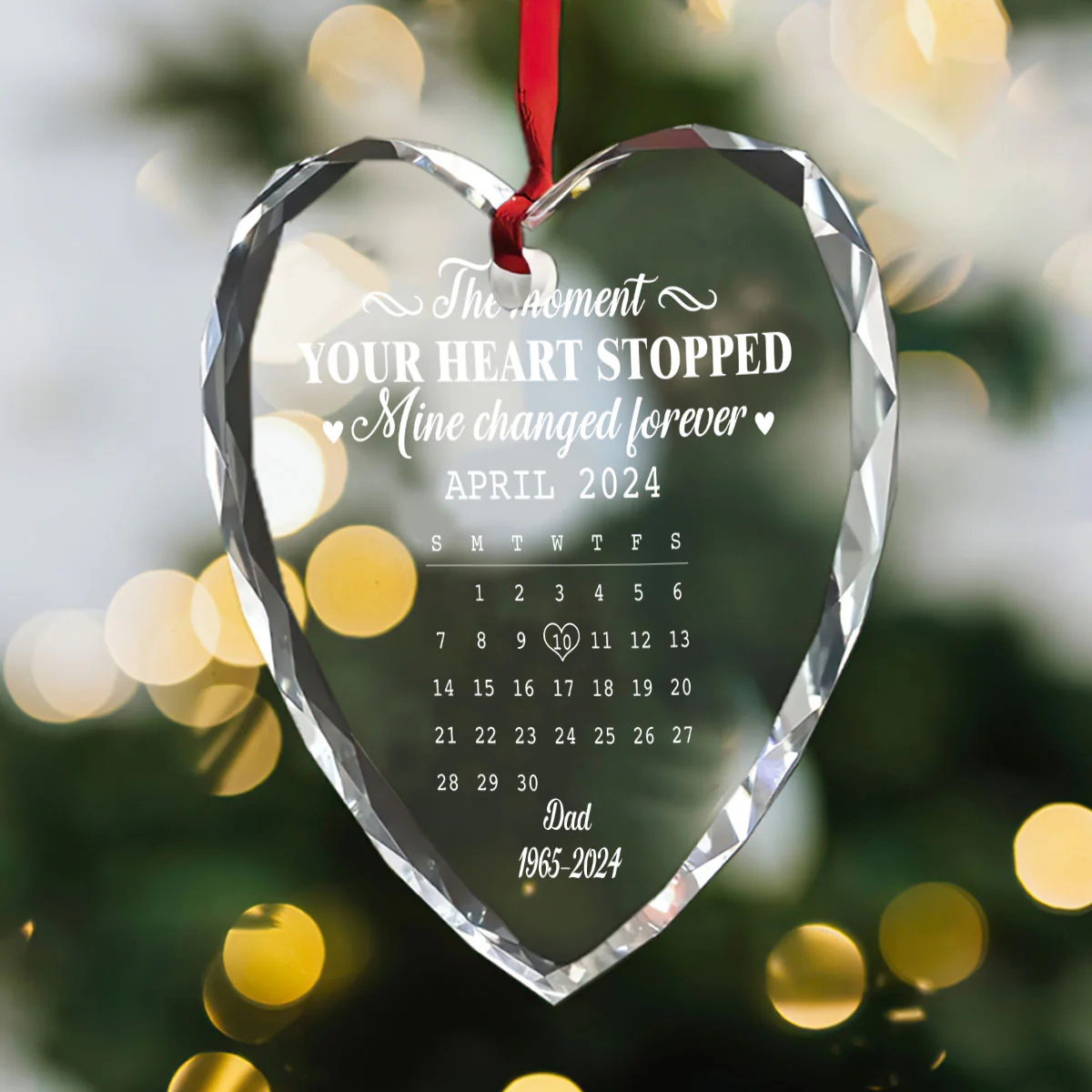 The Moment - Personalized Heart Shaped Glass Ornament - Image 3