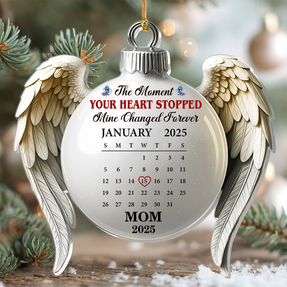 The Moment Your Heart Stopped - Personalized 1-Layer Acrylic Ornament - Image 2