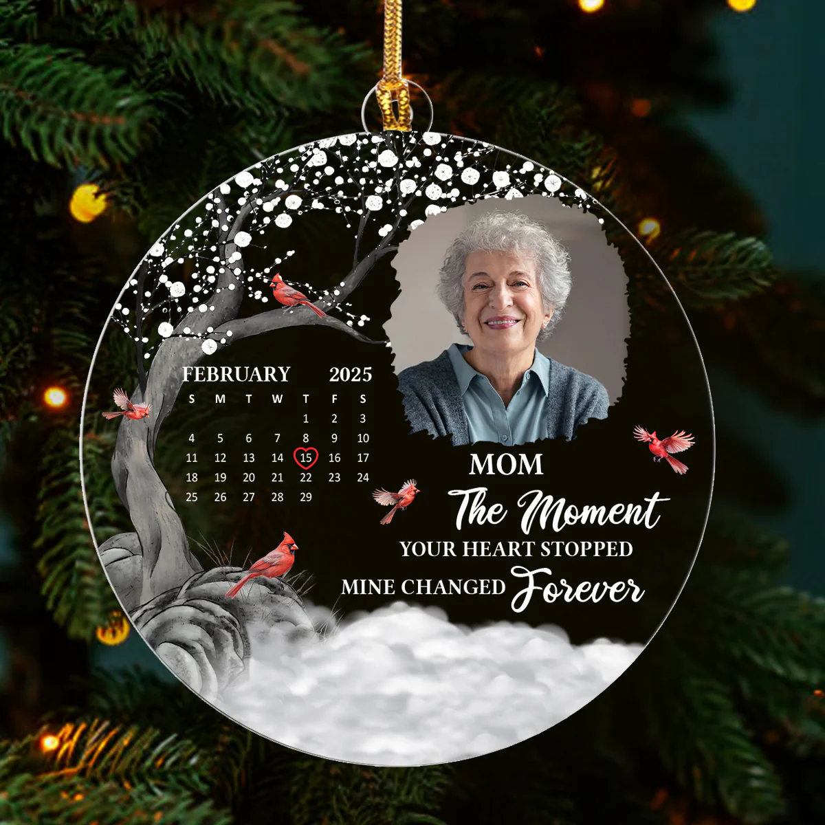 The Moment Your Heart Stopped Mine Changed Forever - Personalized 1-Layer Acrylic Ornament - Image 3