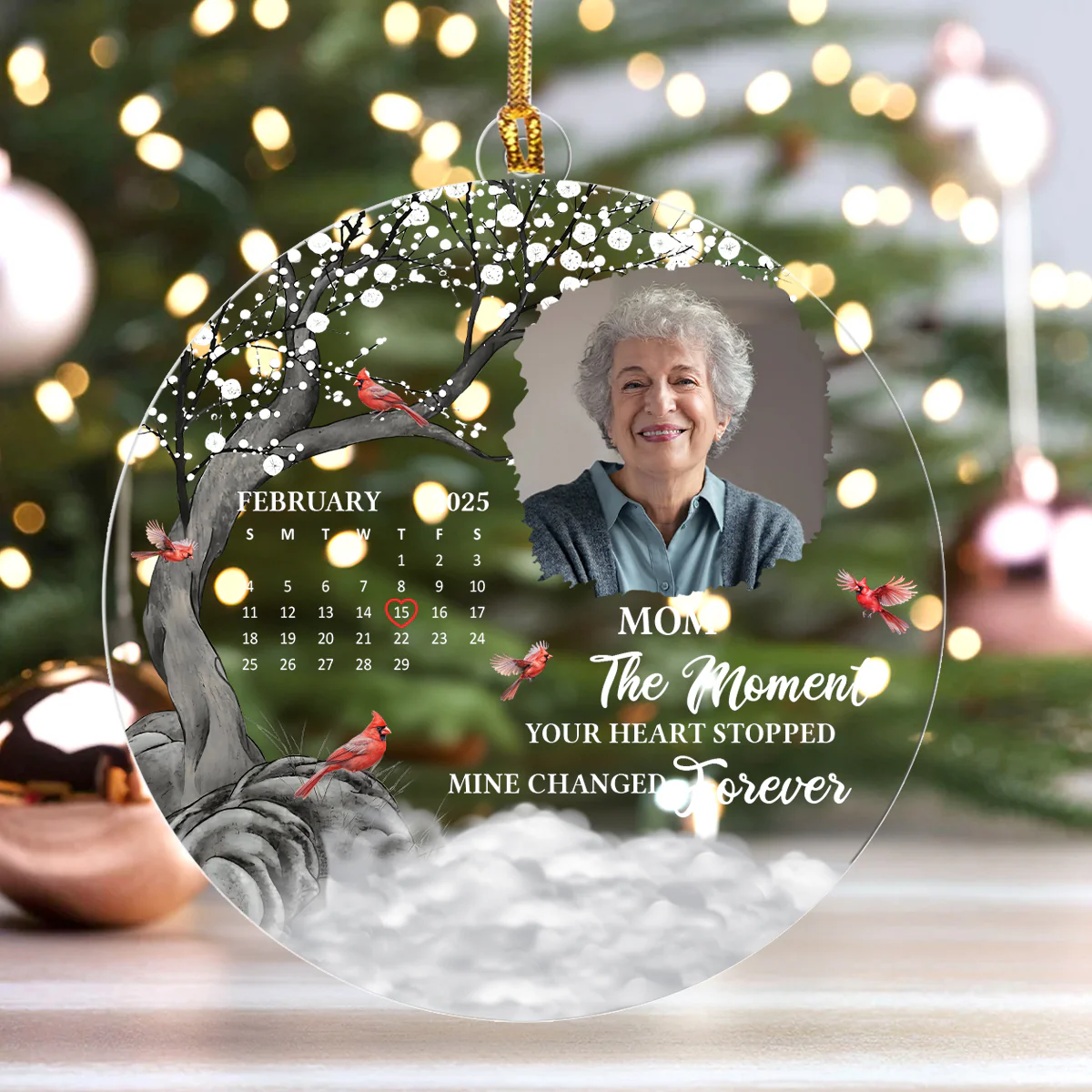 The Moment Your Heart Stopped Mine Changed Forever - Personalized 1-Layer Acrylic Ornament - Image 4