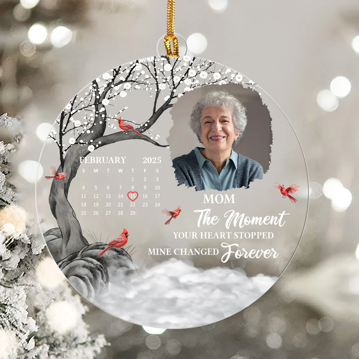 The Moment Your Heart Stopped Mine Changed Forever - Personalized 1-Layer Acrylic Ornament - Image 5