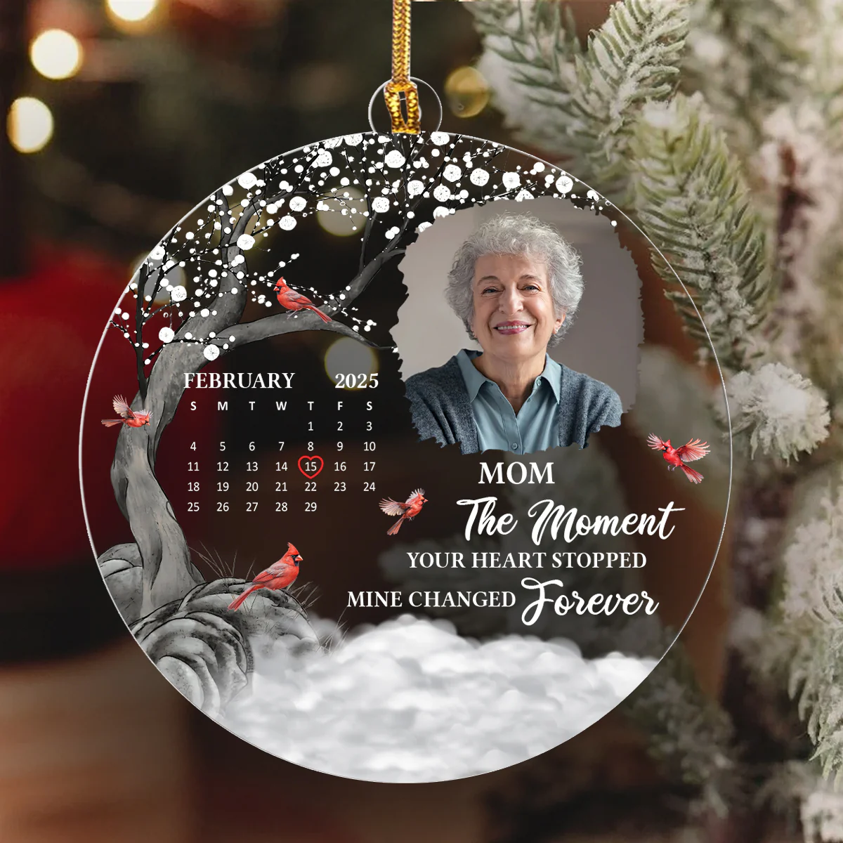The Moment Your Heart Stopped Mine Changed Forever - Personalized 1-Layer Acrylic Ornament - Image 6