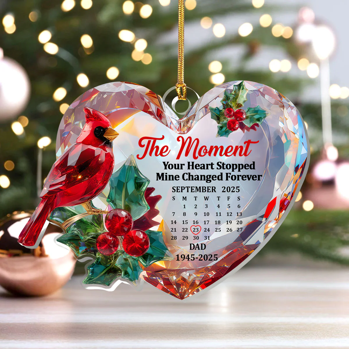 The Moment Your Heart Stopped Mine Changed Forever - Personalized 1-Layer Acrylic Ornament - Image 4