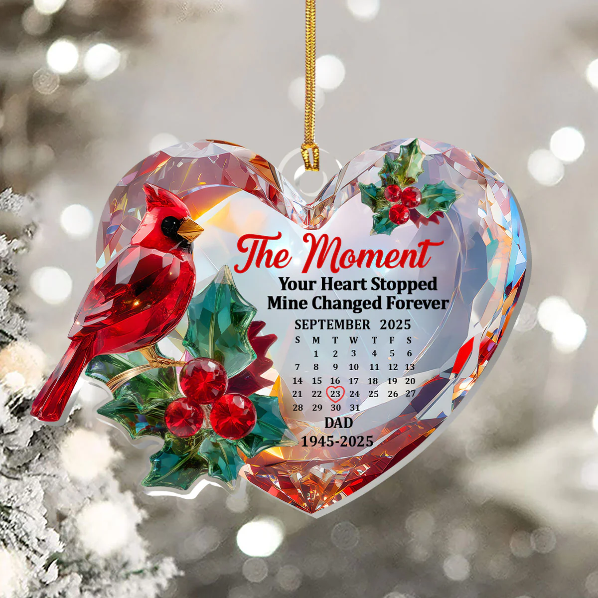The Moment Your Heart Stopped Mine Changed Forever - Personalized 1-Layer Acrylic Ornament - Image 5