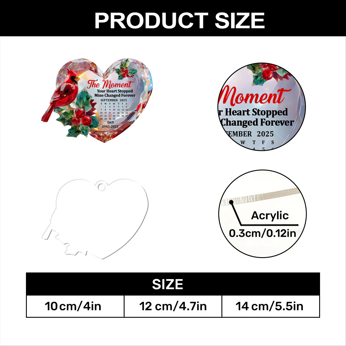 The Moment Your Heart Stopped Mine Changed Forever - Personalized 1-Layer Acrylic Ornament - Image 7
