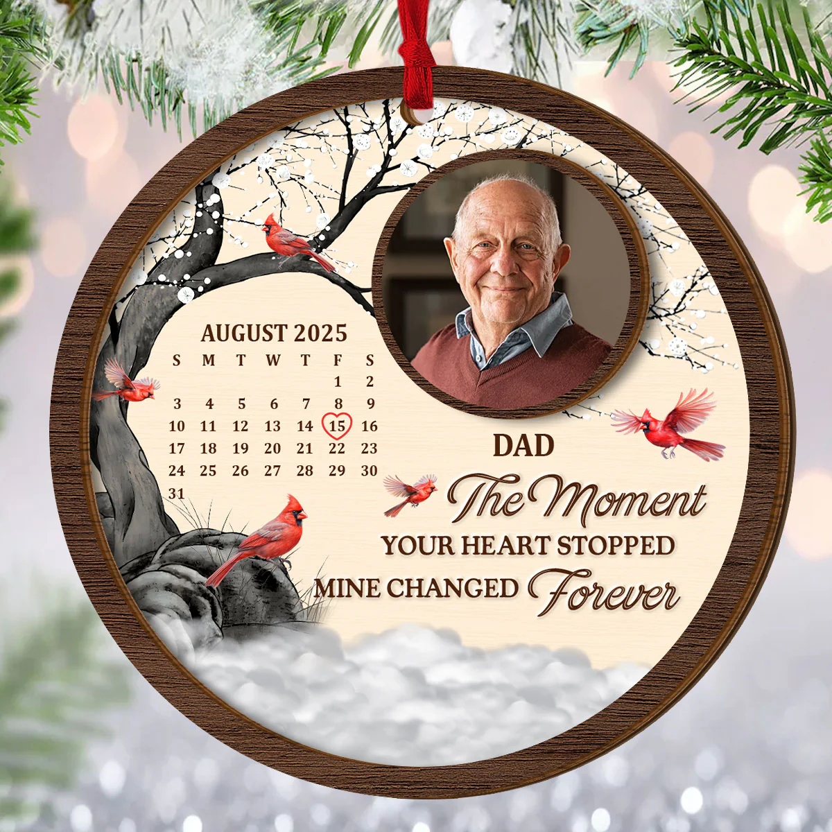 The Moment Your Heart Stopped Mine Changed Forever - Personalized 2-Layered Wooden Ornament