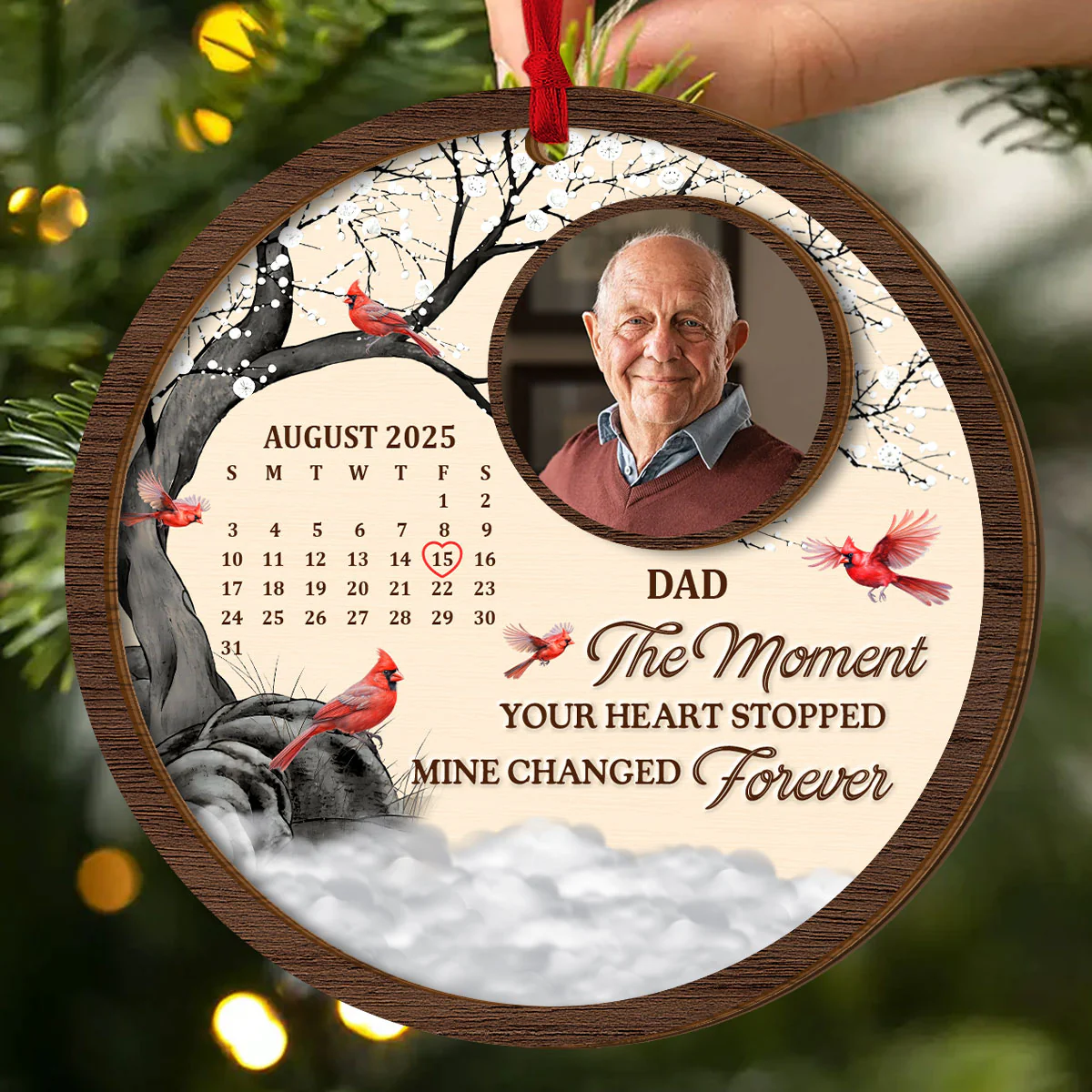 The Moment Your Heart Stopped Mine Changed Forever - Personalized 2-Layered Wooden Ornament - Image 2