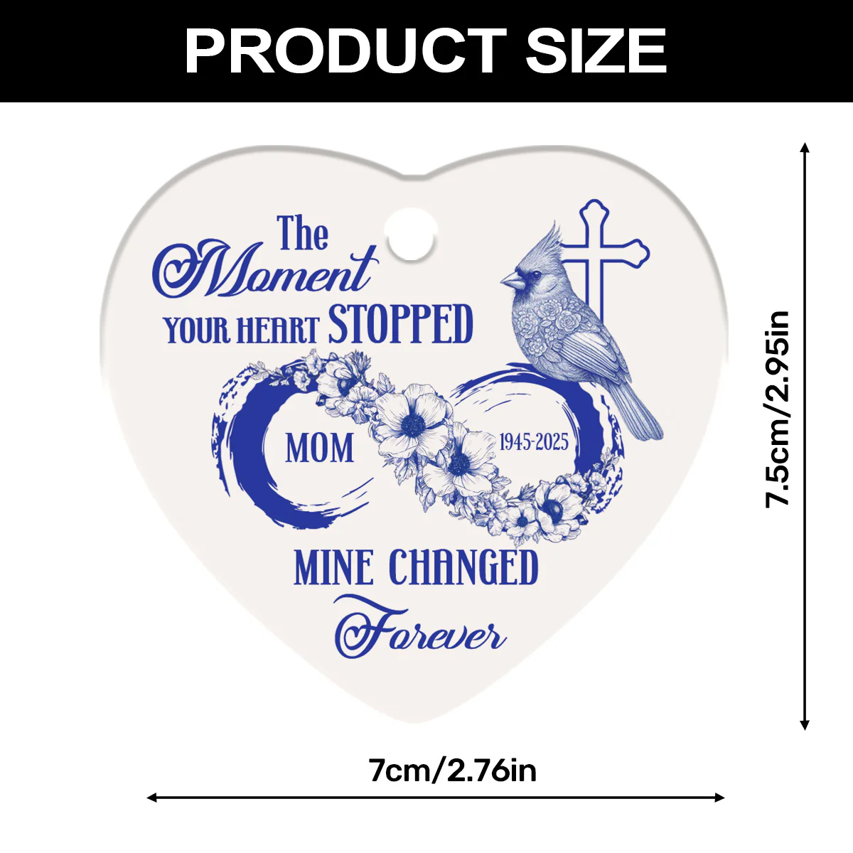 The Moment Your Heart Stopped Mine Changed Forever - Personalized Heart Shaped Ceramic Ornament - Image 7