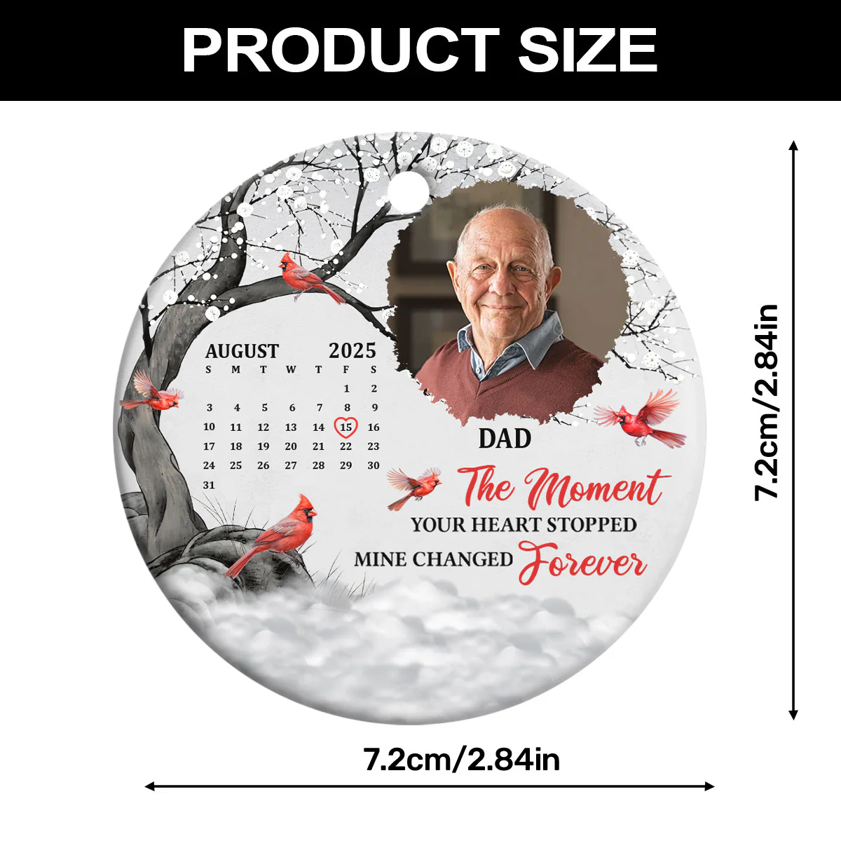 The Moment Your Heart Stopped - Personalized Round Shaped Ceramic Ornament - Image 7
