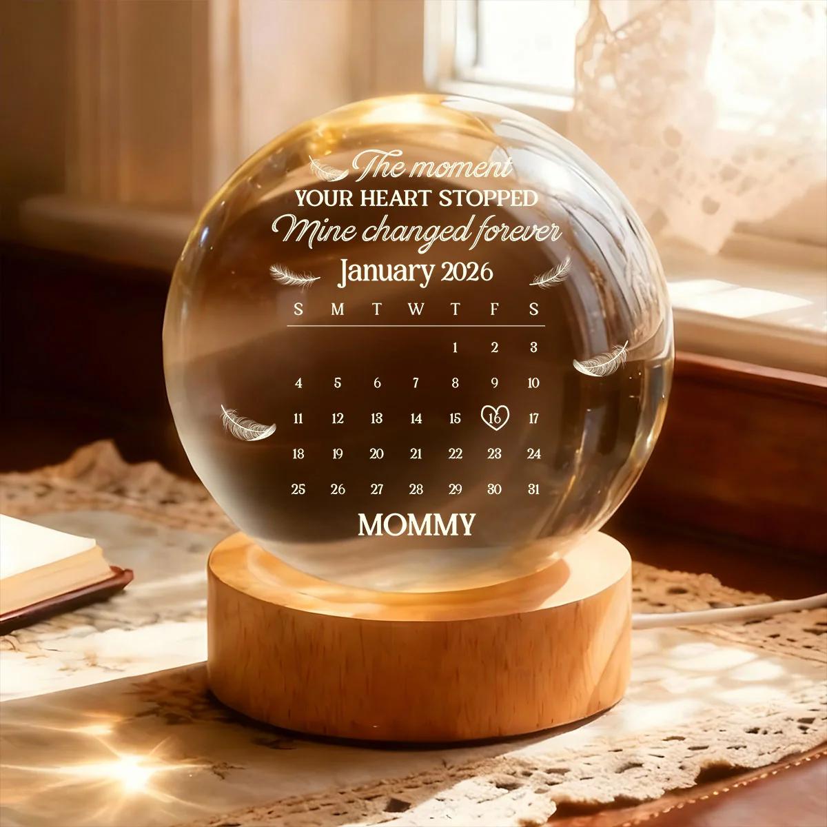 The Moment Your Heart Stopped - Personalized Crystal Ball Night Light - Image 4
