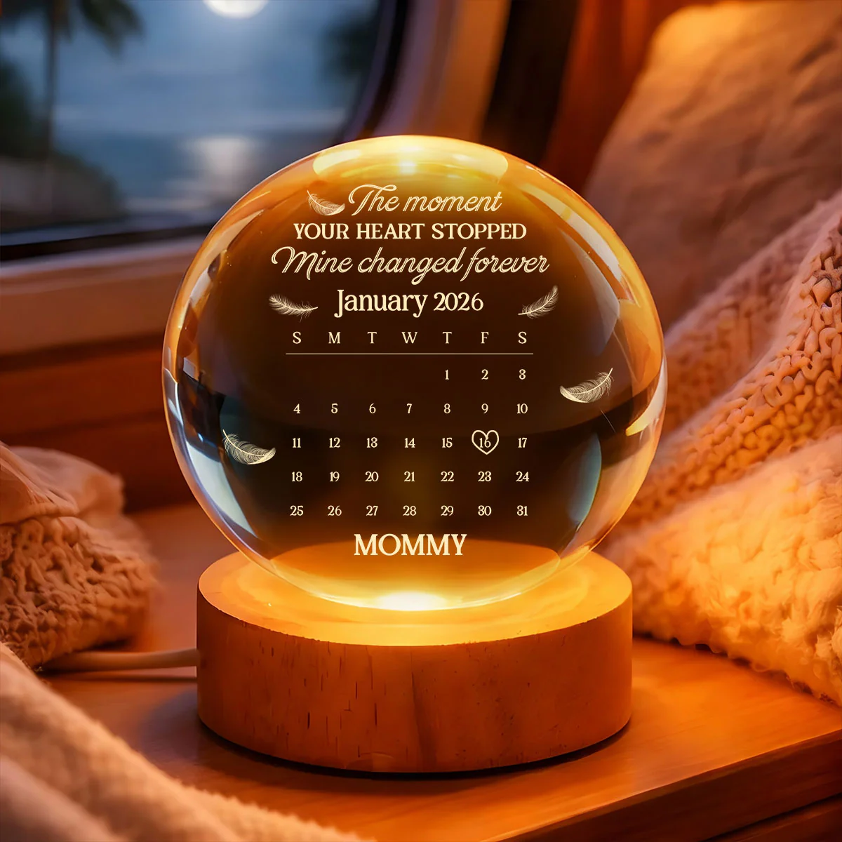 The Moment Your Heart Stopped - Personalized Crystal Ball Night Light - Image 6