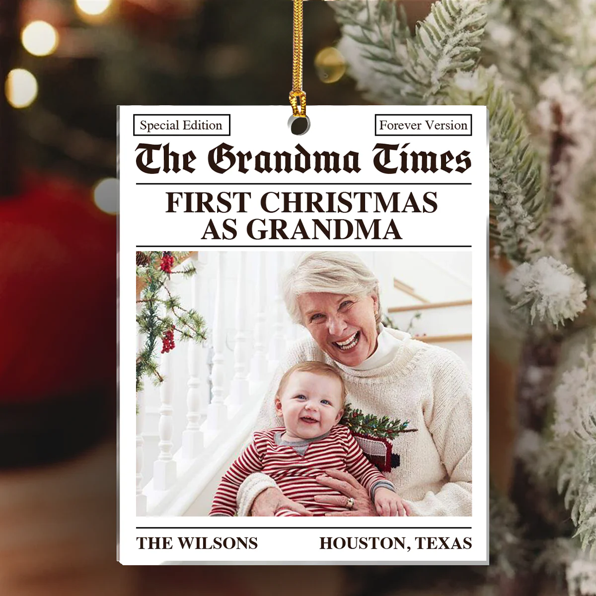The New Grandparents Parents Times - Personalized 1-Layer Acrylic Ornament - Image 3