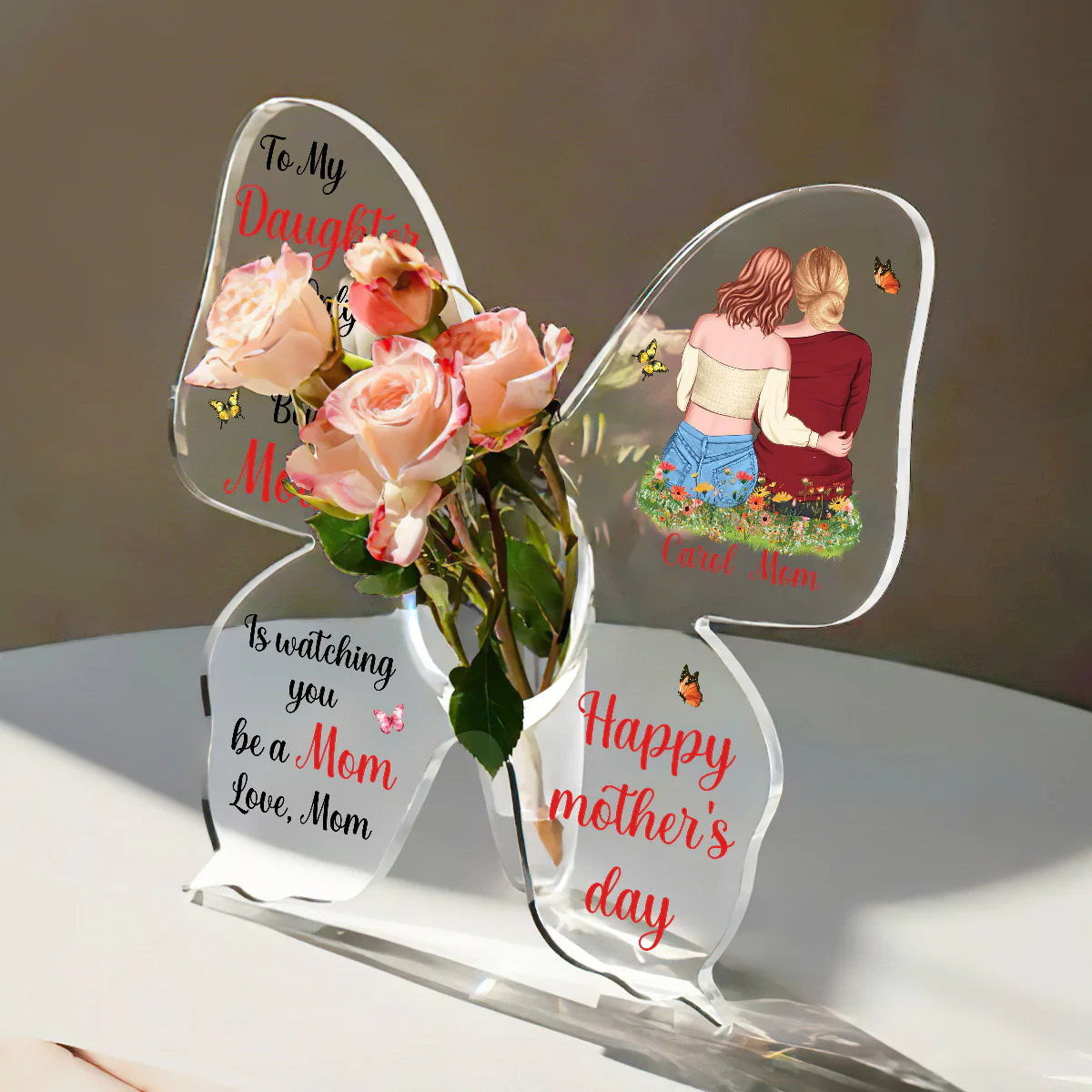 The Only Thing Better Than Being Your Mother - Personalized Butterfly Acrylic Vase - Image 5