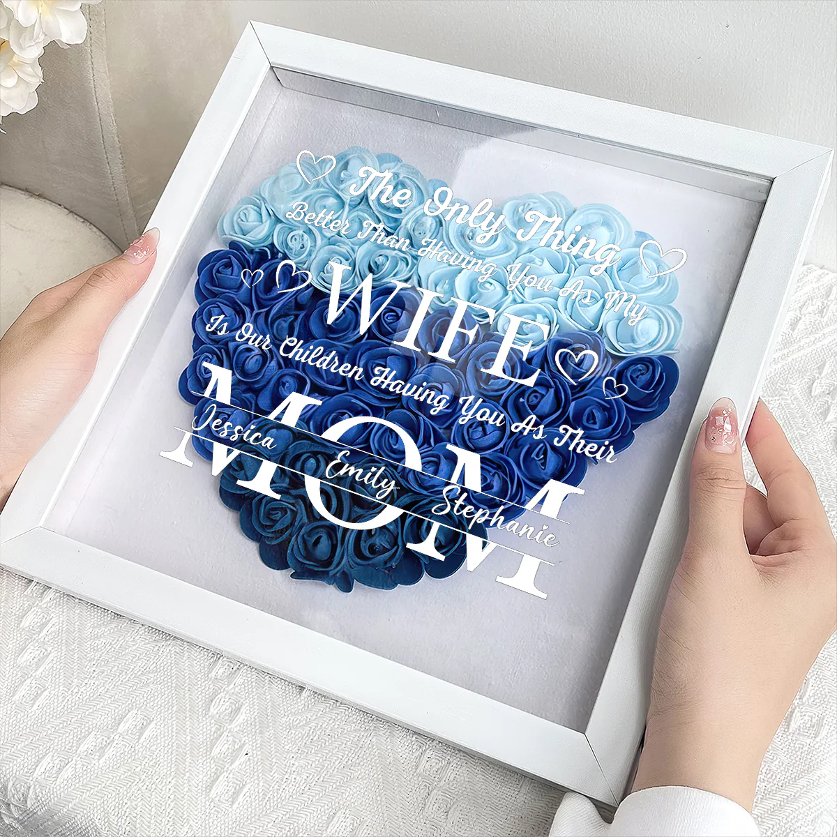 The Only Thing Better Than Having You As My Wife - Personalized Heart Flower Shadow Box - Image 2