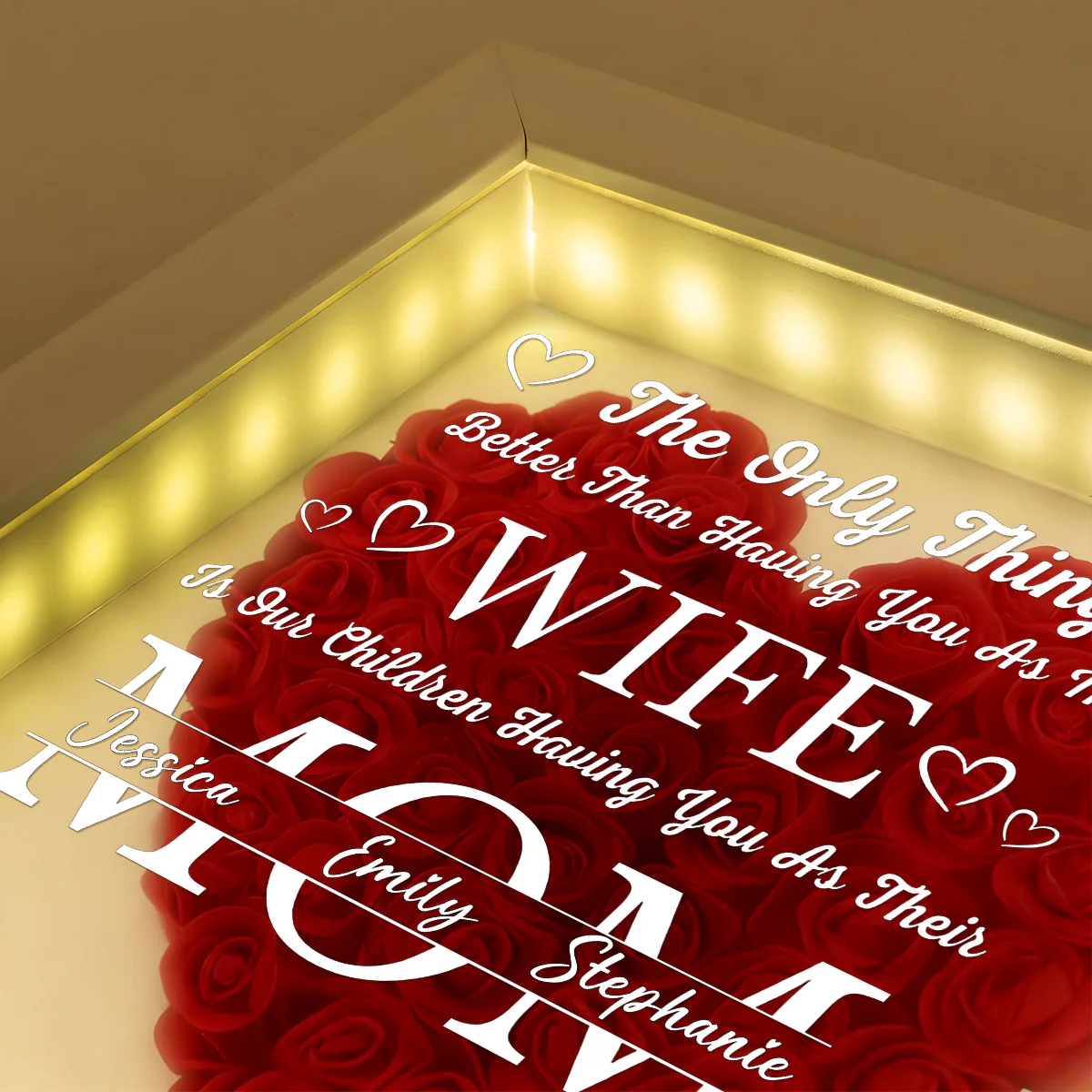 The Only Thing Better Than Having You As My Wife - Personalized Heart Flower Shadow Box - Image 3