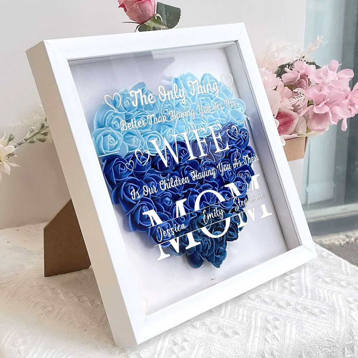 The Only Thing Better Than Having You As My Wife - Personalized Heart Flower Shadow Box - Image 4