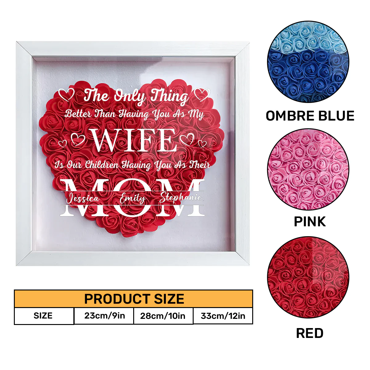The Only Thing Better Than Having You As My Wife - Personalized Heart Flower Shadow Box - Image 7