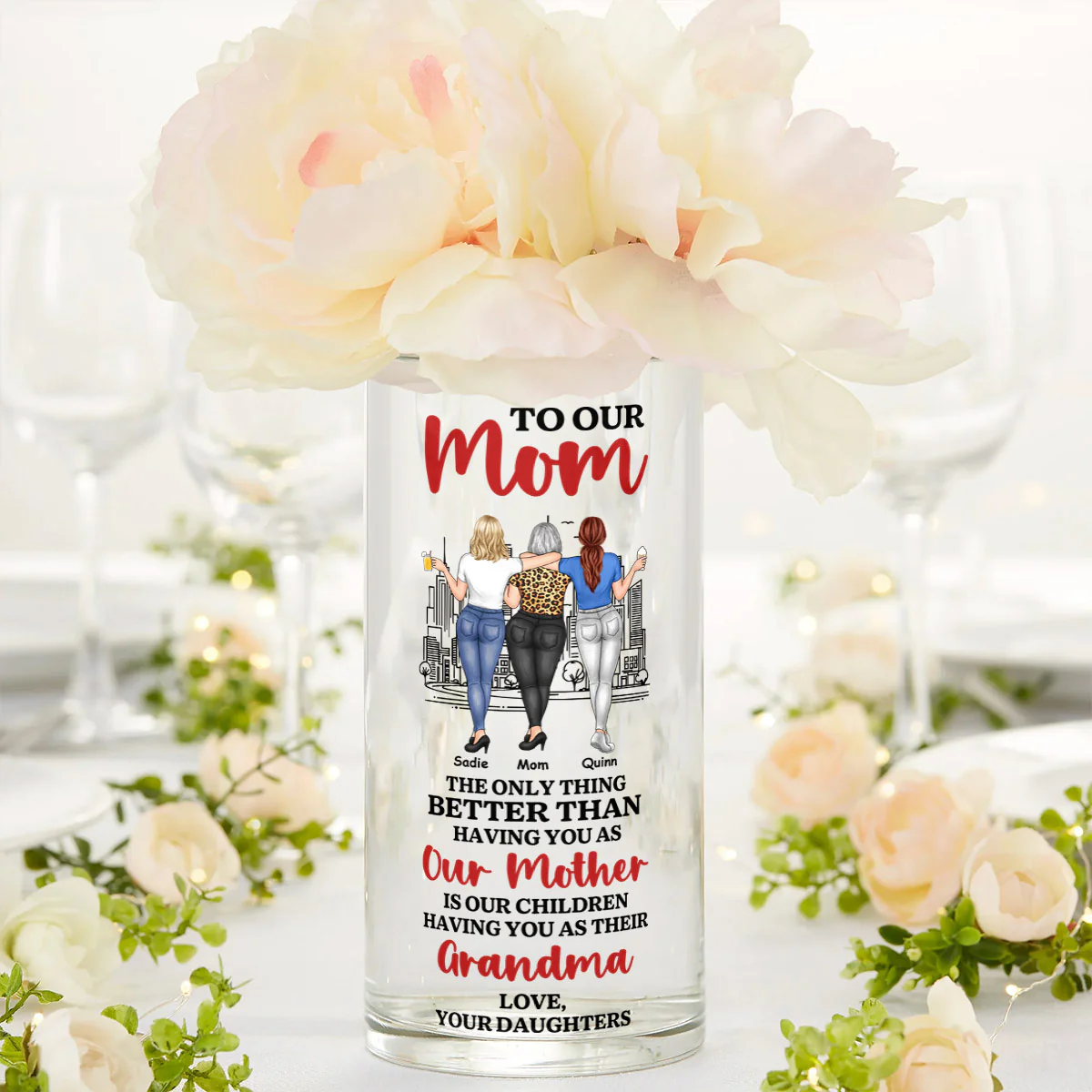 The Only Thing Better Than Having You As Our Mother - Personalized Glass Vase - Image 4