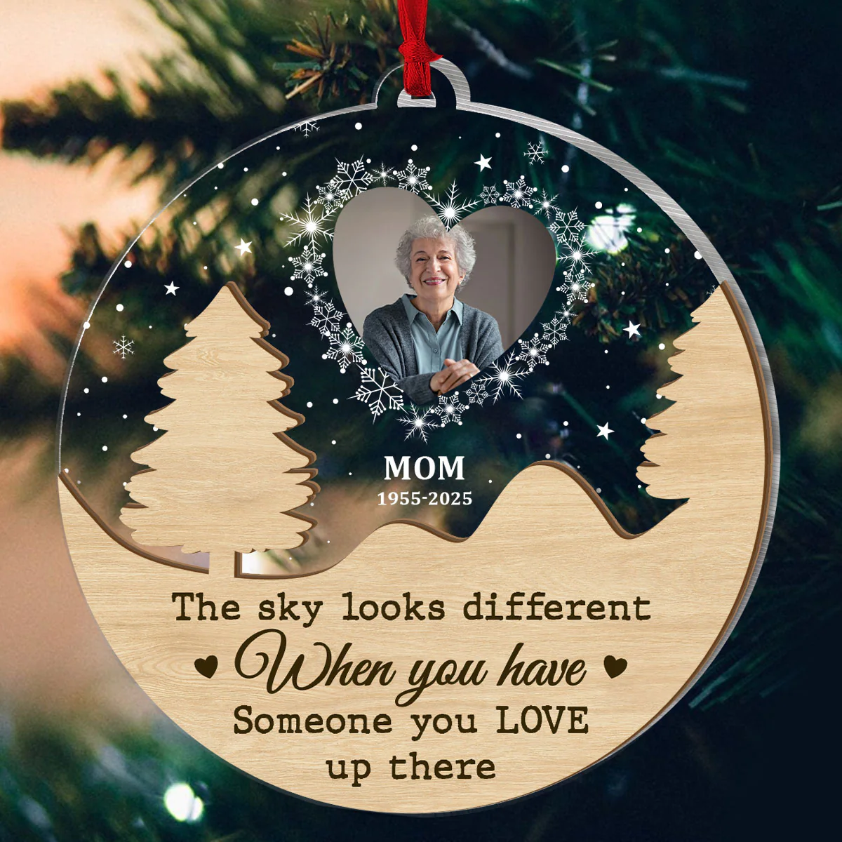 The Sky Looks Different When You Have Someone You Love Up There - Personalized 2-Layered Wooden & Acrylic Ornament - Image 4