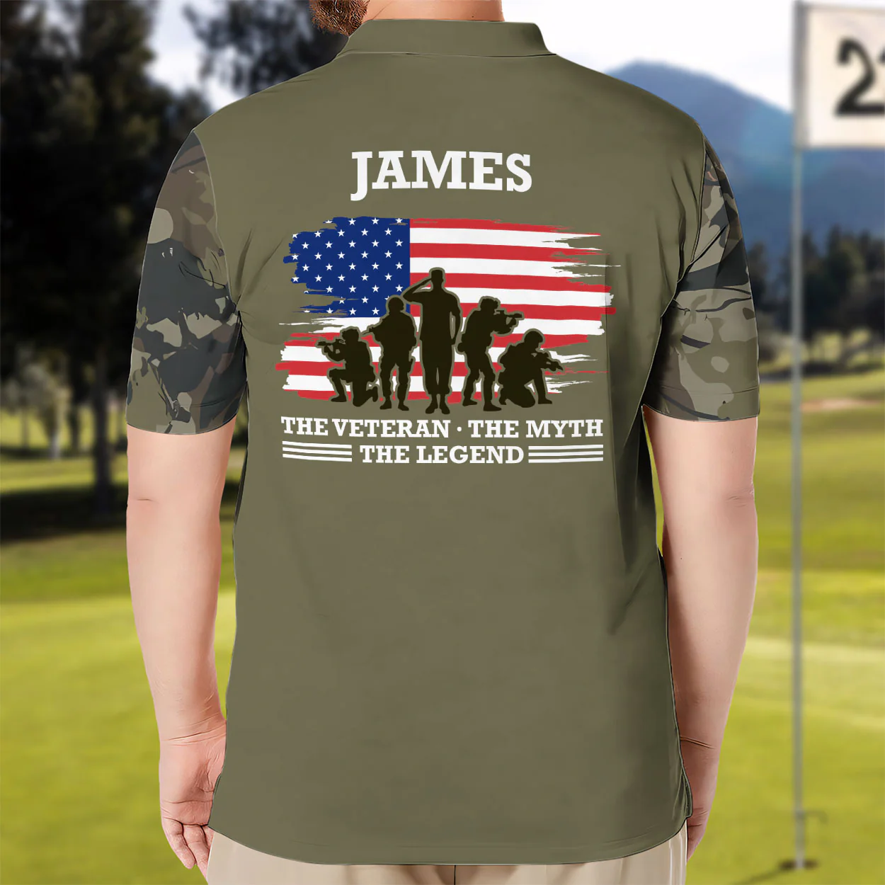 The Veteran The Myth The Legend - Personalized Polo Shirt - Image 3