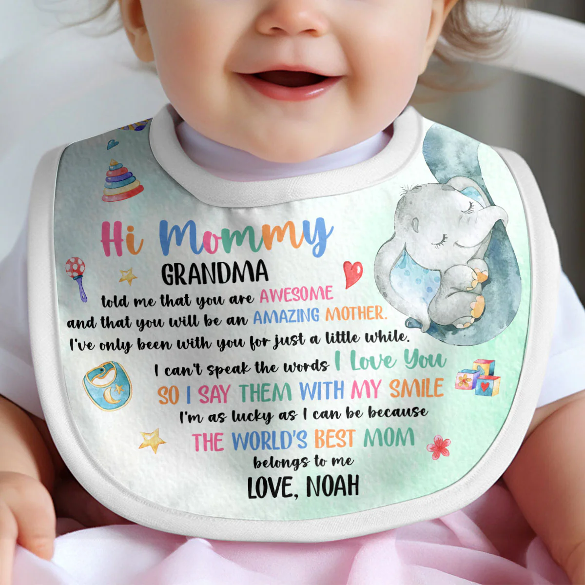 The World's Best Mommy Belongs To Me First Mom Gift - Personalized Baby Bib - Image 3