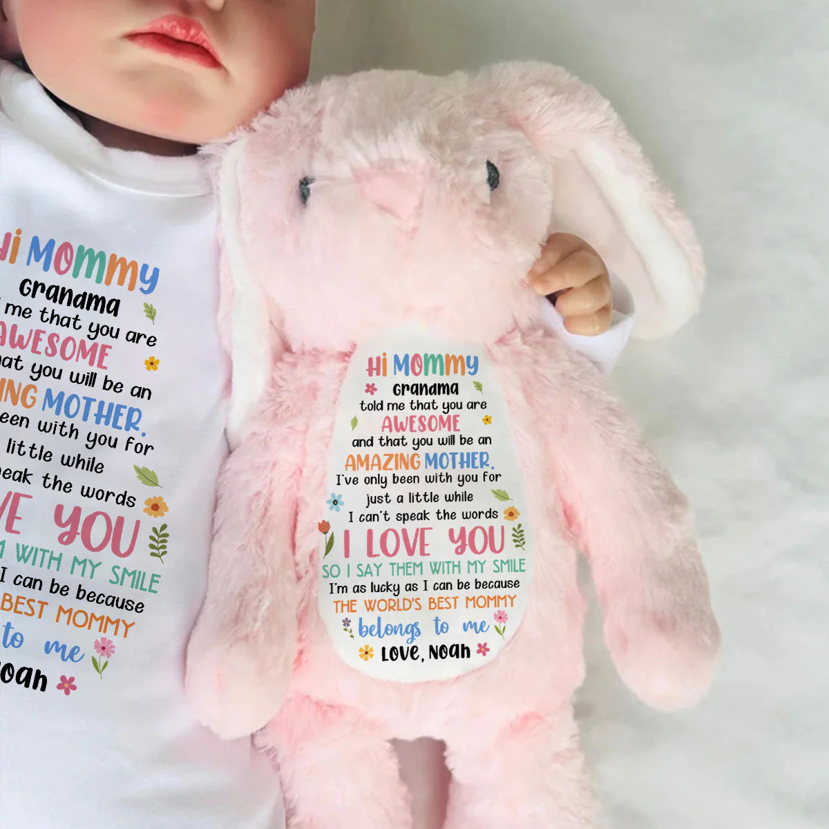 The World's Best Mommy Belongs To Me First Mom Gift - Personalized Stuffed Bunny - Image 6