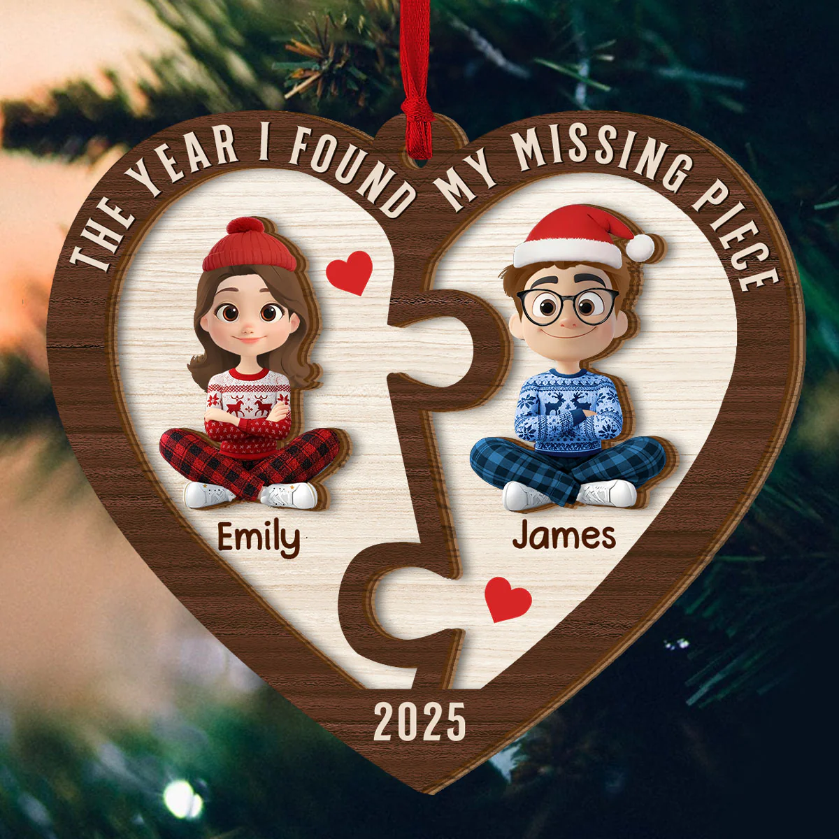 The Year I Found My Missing Piece - Personalized 2-Layered Wooden Ornament - Image 5