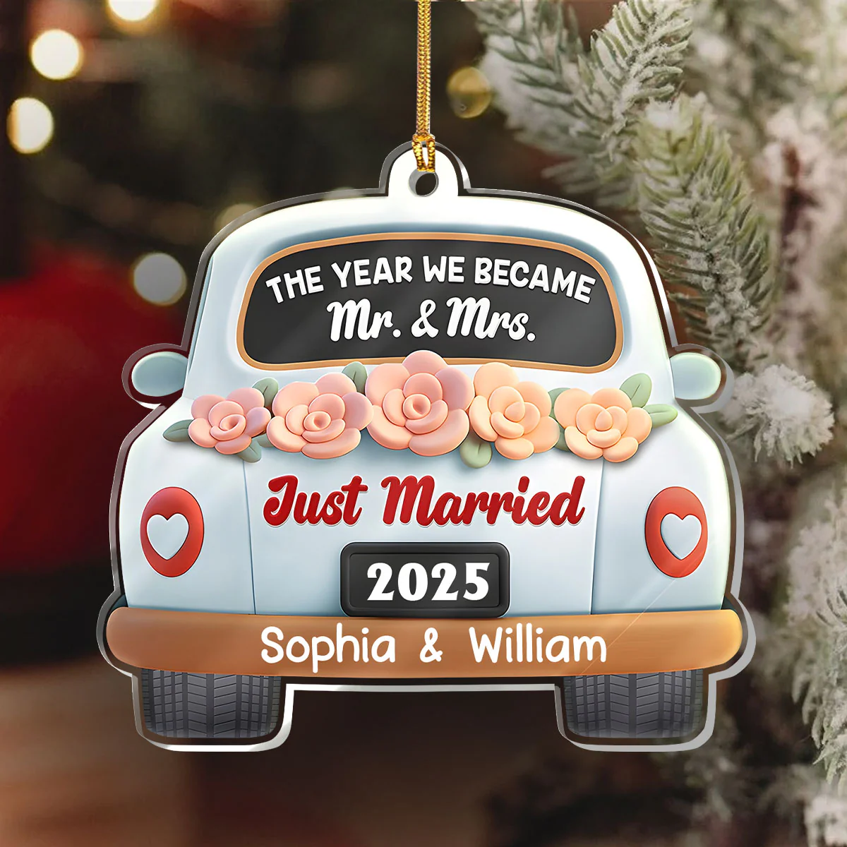 The Year We Became Mr and Mrs - Personalized 1-Layer Acrylic Ornament - Image 6
