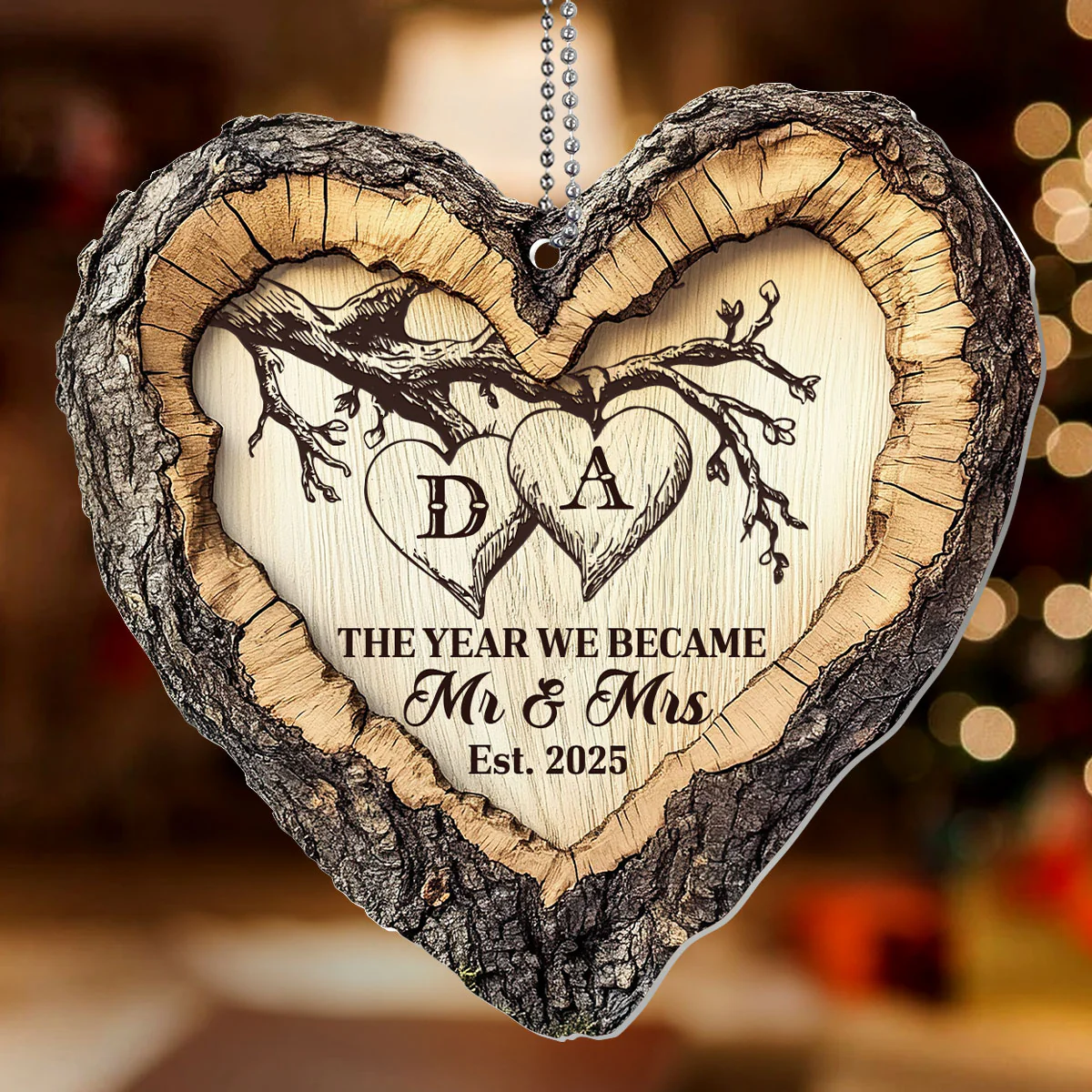The Year We Became Mr & Mrs - Personalized 1-Layer Acrylic Ornament - Image 2