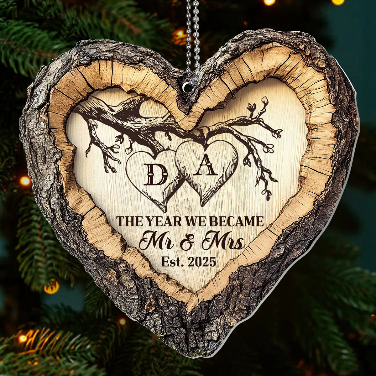 The Year We Became Mr & Mrs - Personalized 1-Layer Acrylic Ornament - Image 3