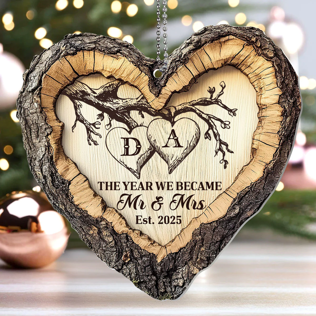 The Year We Became Mr & Mrs - Personalized 1-Layer Acrylic Ornament - Image 4