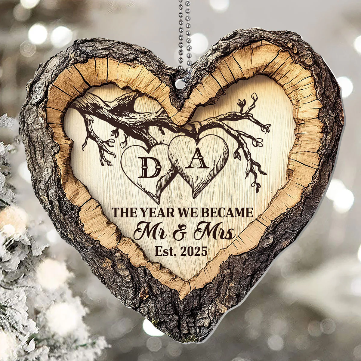 The Year We Became Mr & Mrs - Personalized 1-Layer Acrylic Ornament - Image 5