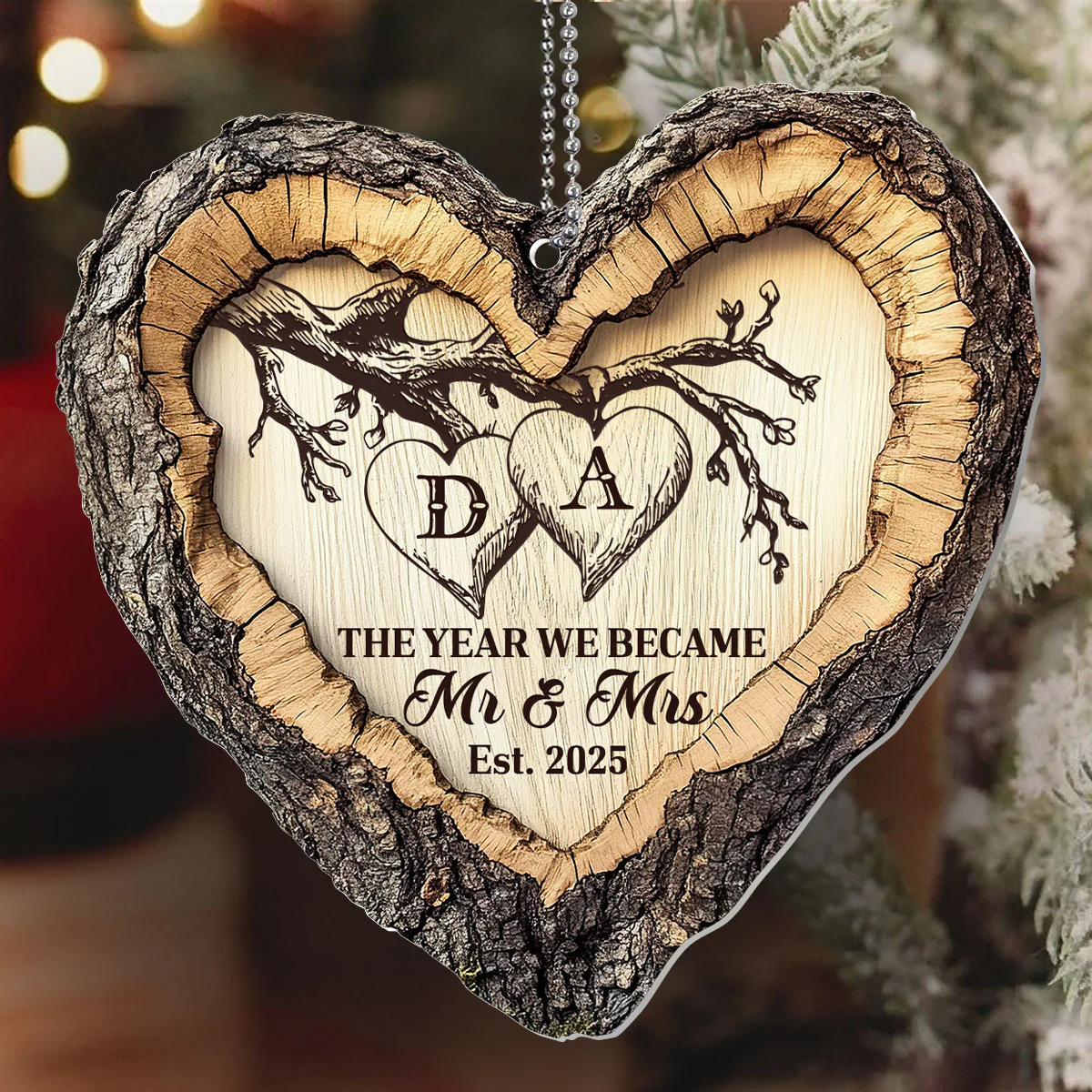 The Year We Became Mr & Mrs - Personalized 1-Layer Acrylic Ornament - Image 6