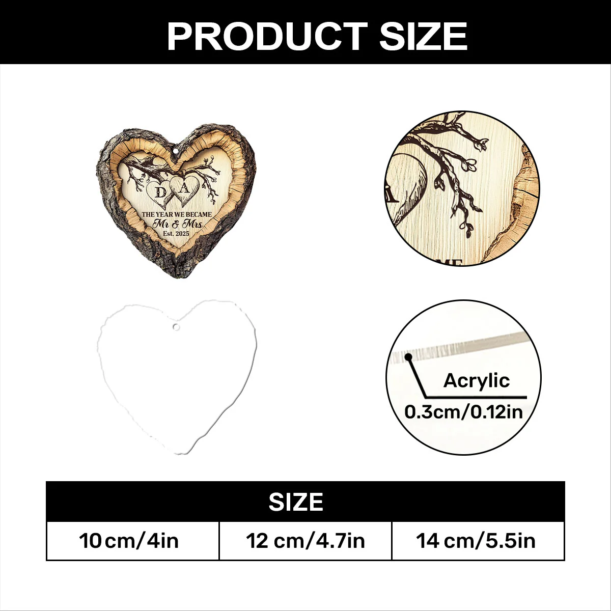 The Year We Became Mr & Mrs - Personalized 1-Layer Acrylic Ornament - Image 7