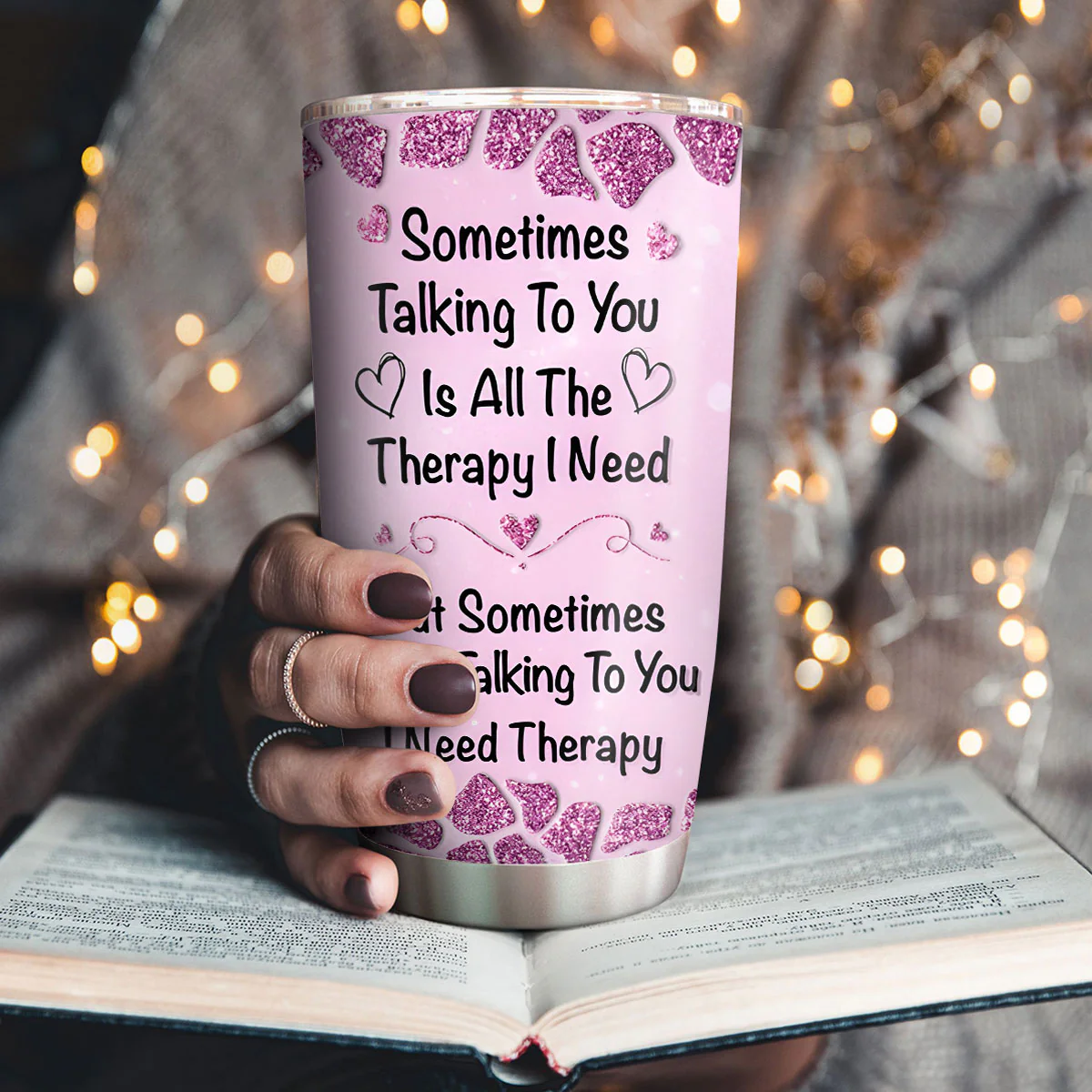 Therapy I Need Is You - Personalized Stainless Steel Tumbler - Image 3