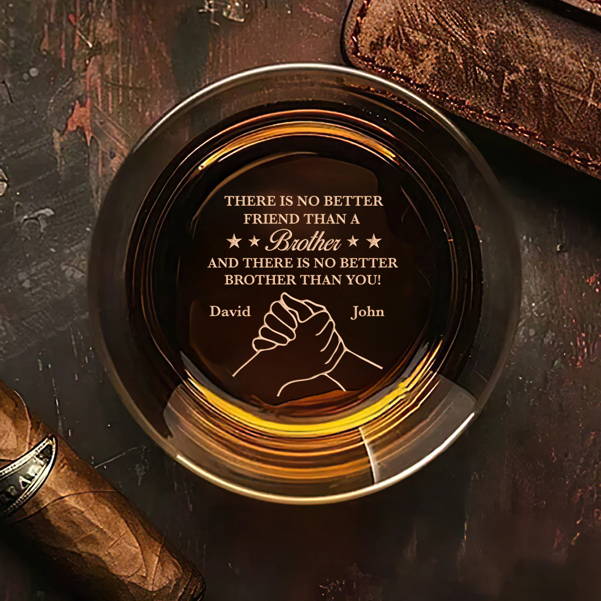 There Is No Better Brother Than You - Personalized Engraved Whiskey Glass - Image 3