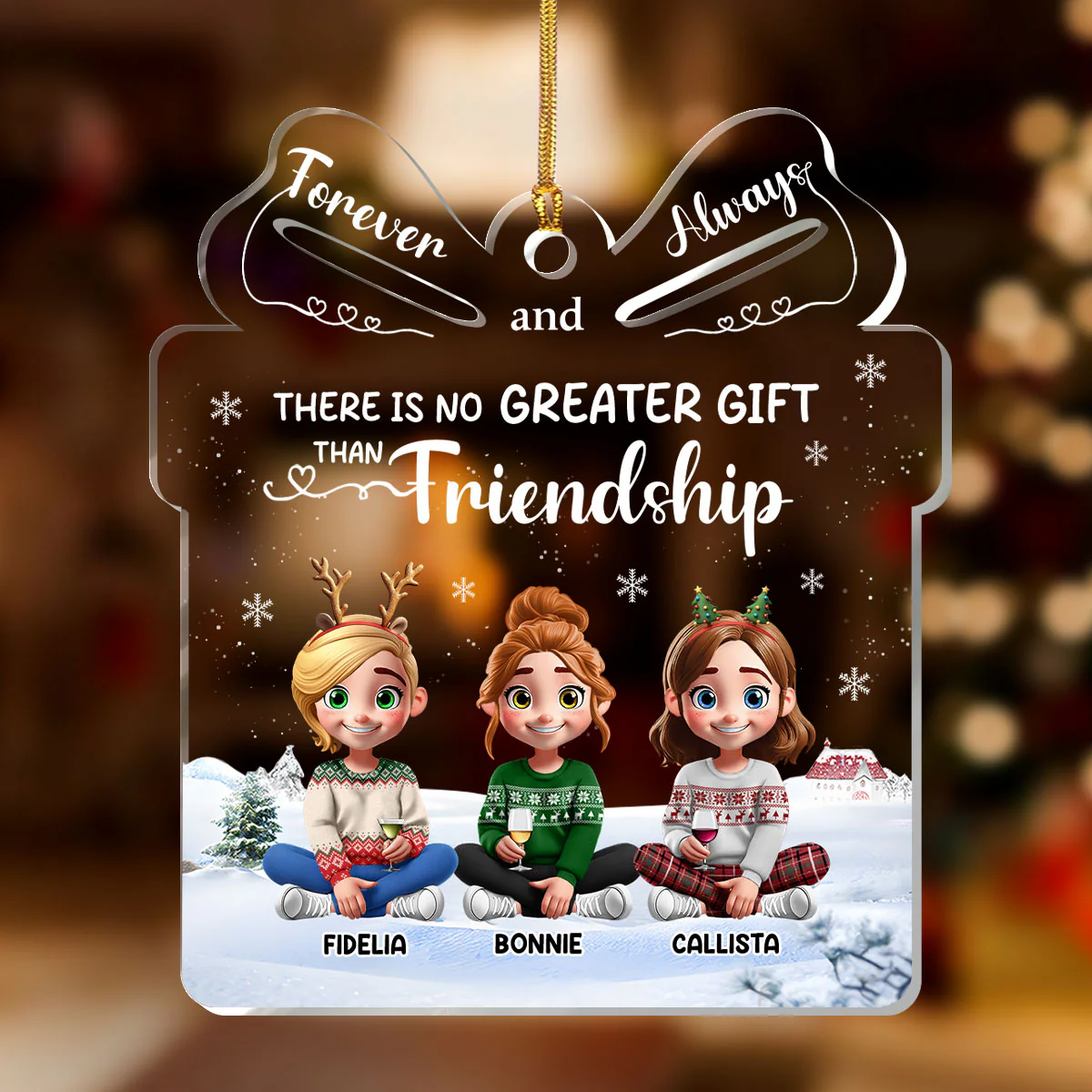 There Is No Greater Gift Than Friendship - Personalized 1-Layer Acrylic Ornament - Image 2