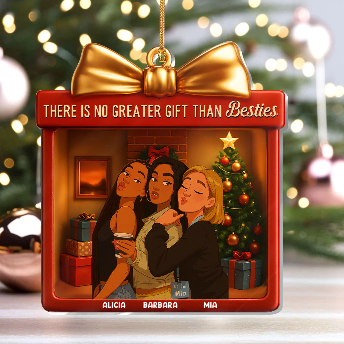 There Is No Greater Gift Than Friendship - Personalized 1-Layer Acrylic Ornament - Image 3