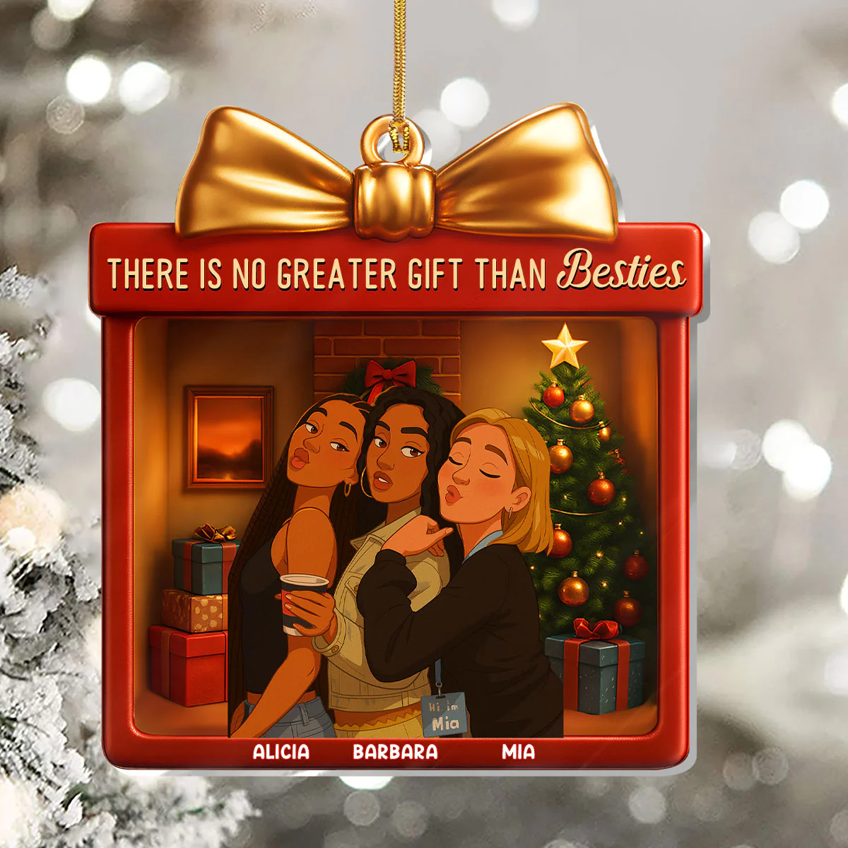 There Is No Greater Gift Than Friendship - Personalized 1-Layer Acrylic Ornament - Image 4